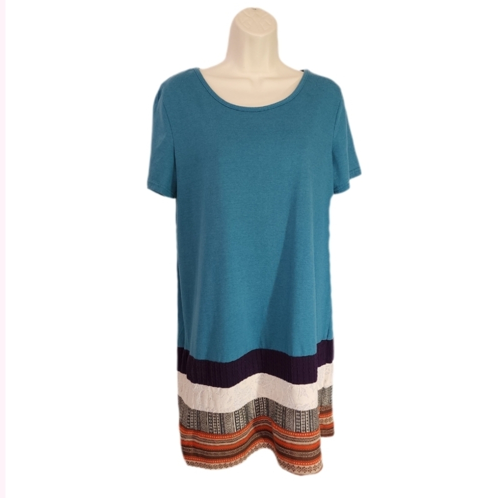 Soulberry Dress Short Sleeve Oversized Teal Size M - Picture 3 of 13